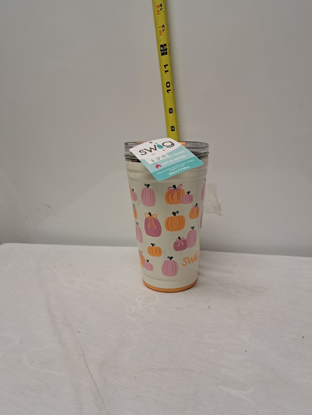24oz Swig Pumpkin Travel Tumbler - Pastel Pink & Orange